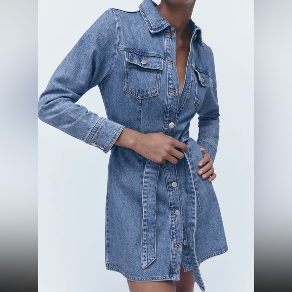 NWT Zara Denim Mini Dress - Picture 2 of 7